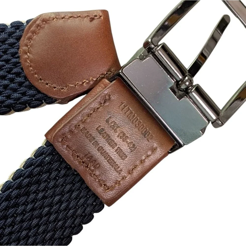 Tommy Bahama Reversible Stretch Cord Belt leather trim navy khaki men's L/XL